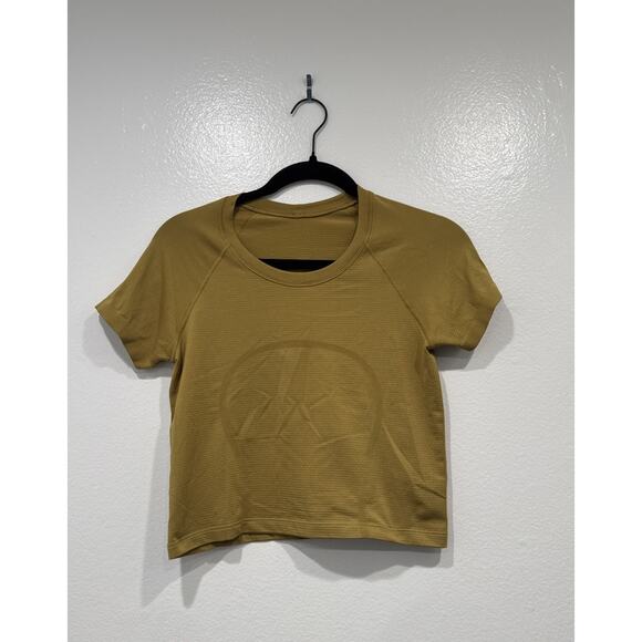 Lululemon Cropped Swiftly Top Women’s Short Sleeve Run Gym Gold Brown Color - Picture 1 of 4